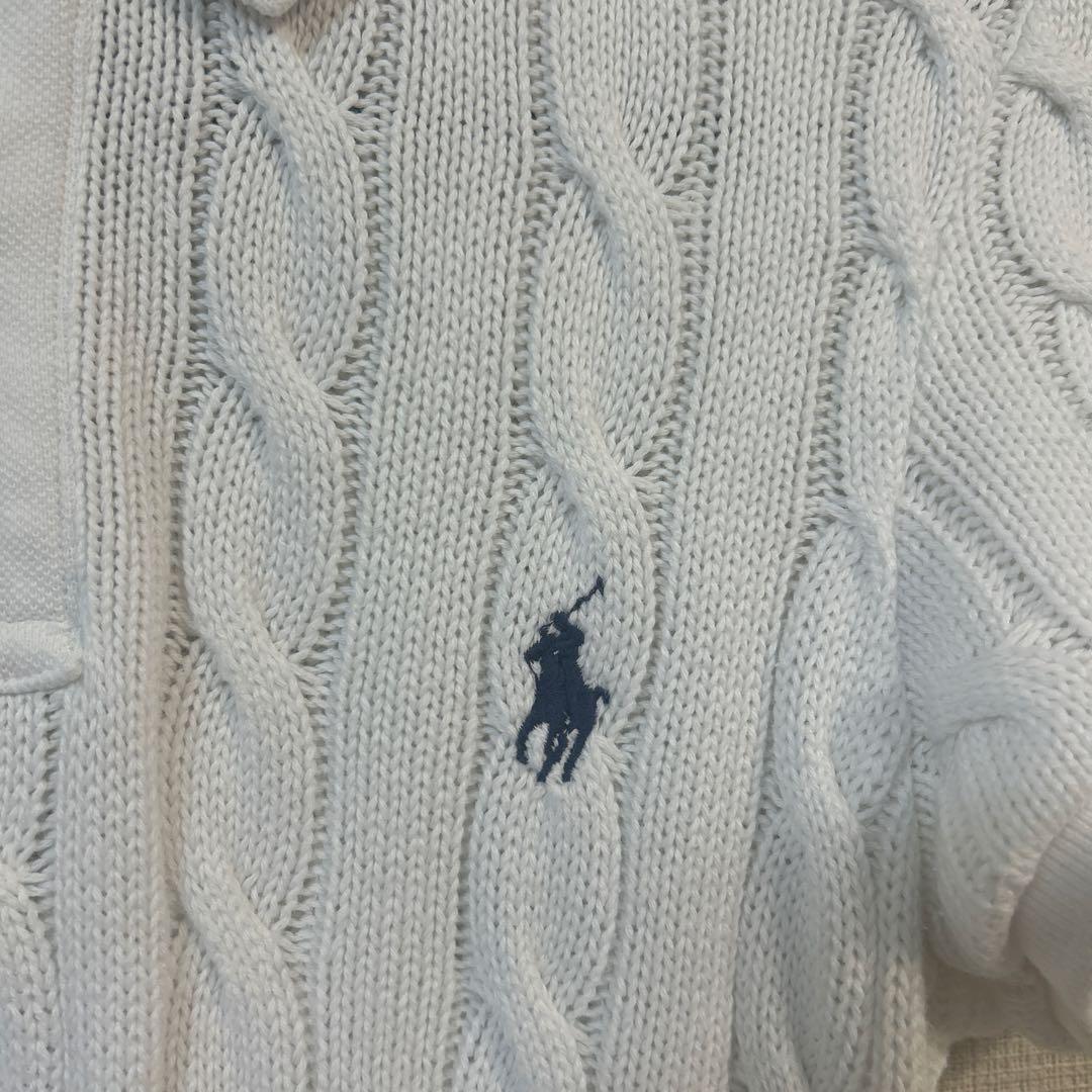 Polo Ralph Lauren ホワイト　ケーブルポロシャツ XS(S相当)