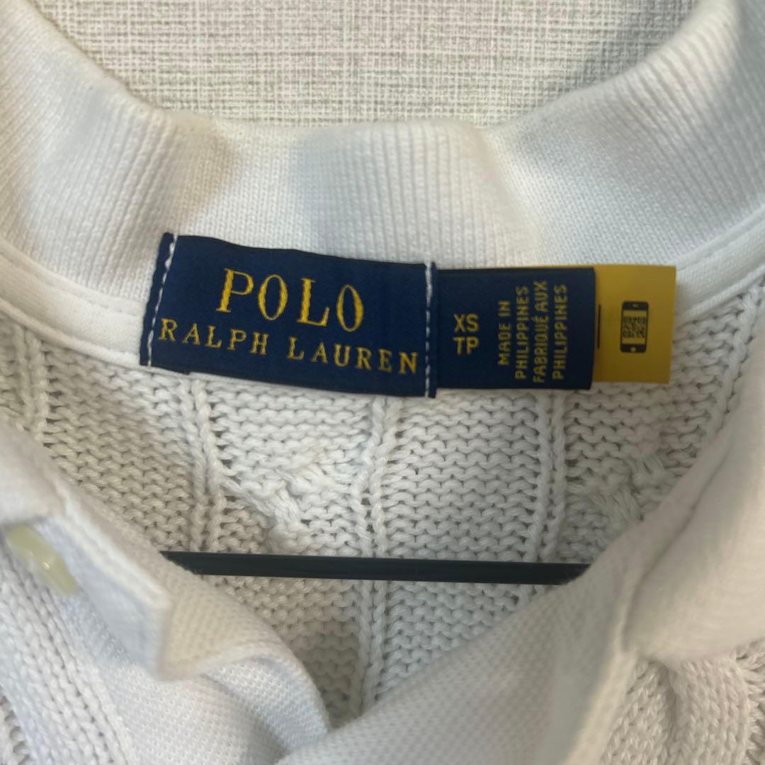 Polo Ralph Lauren ホワイト　ケーブルポロシャツ XS(S相当)