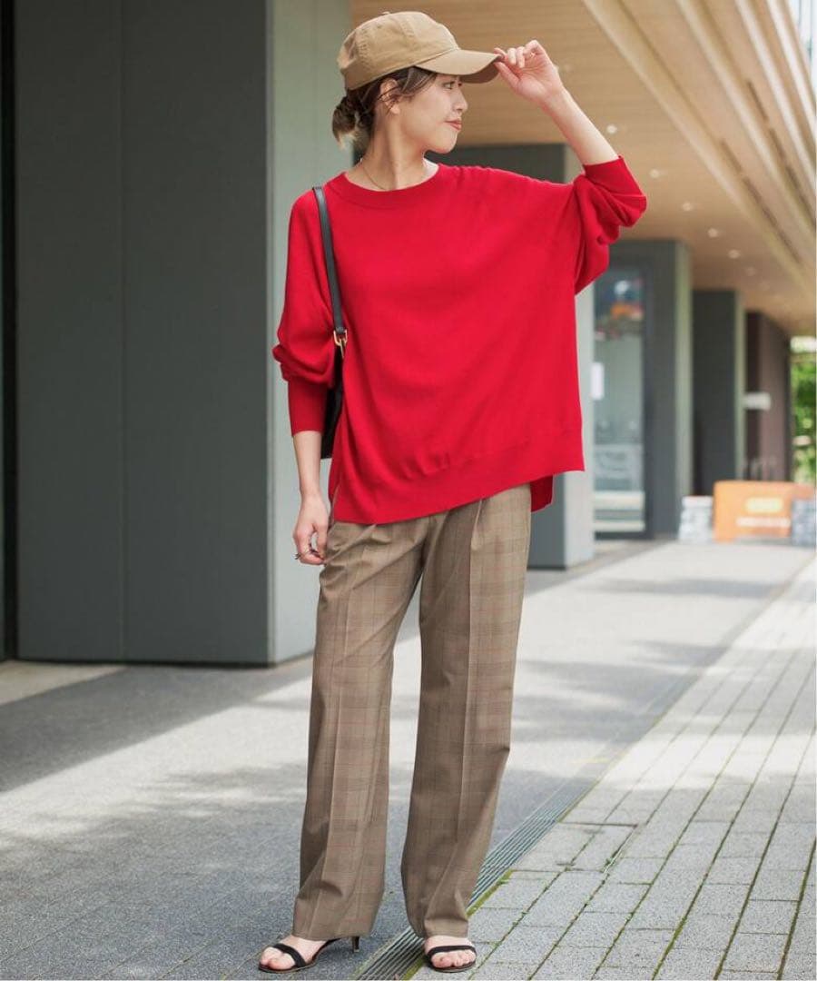 【spick&span】ウォッシャブルラグランスリーブプルオーバー　赤