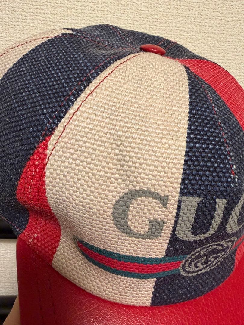 GUCCI メッシュキャップ レッド/ネイビー/ベージュ