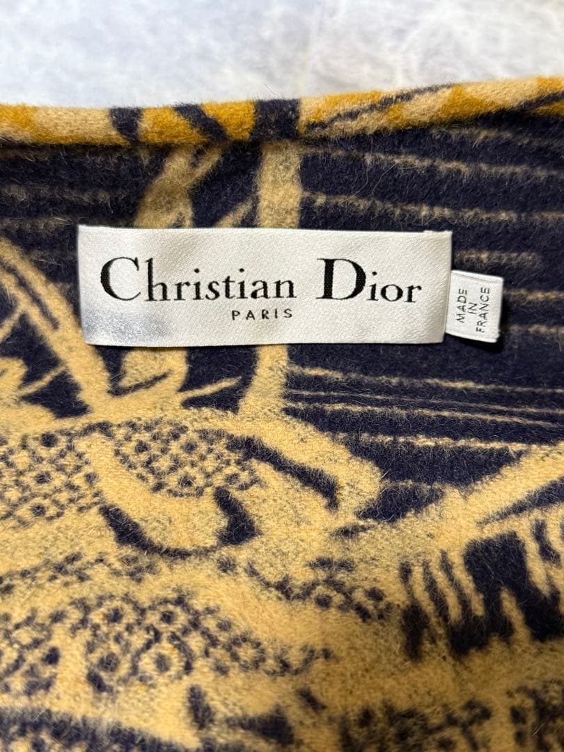 DIOR 2020SS ディオール アンゴラ 総柄 フリンジ ロングコート 40