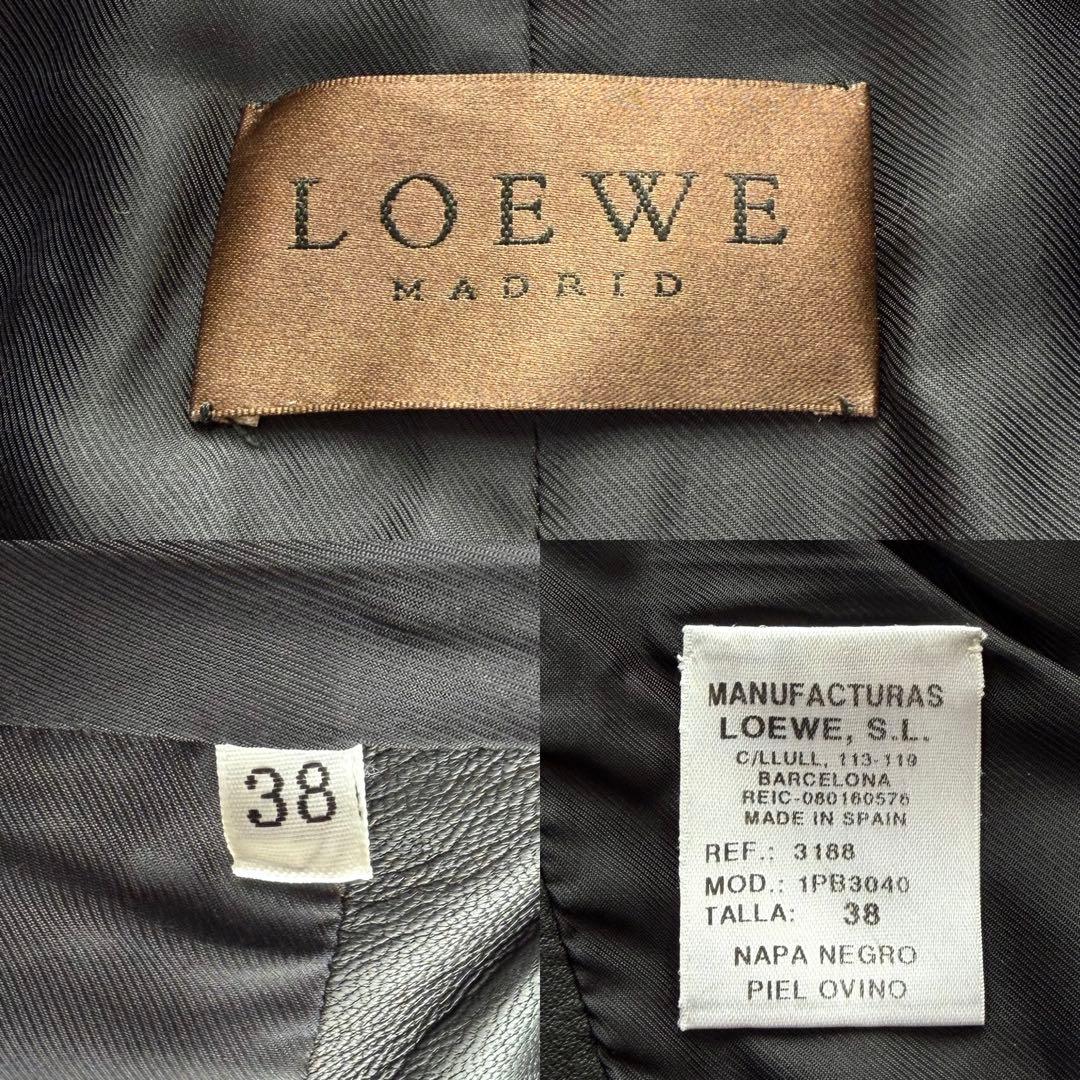 極美品✨LOEWE MADRID ラムナッパレザー ダブルチェスターコート 黒