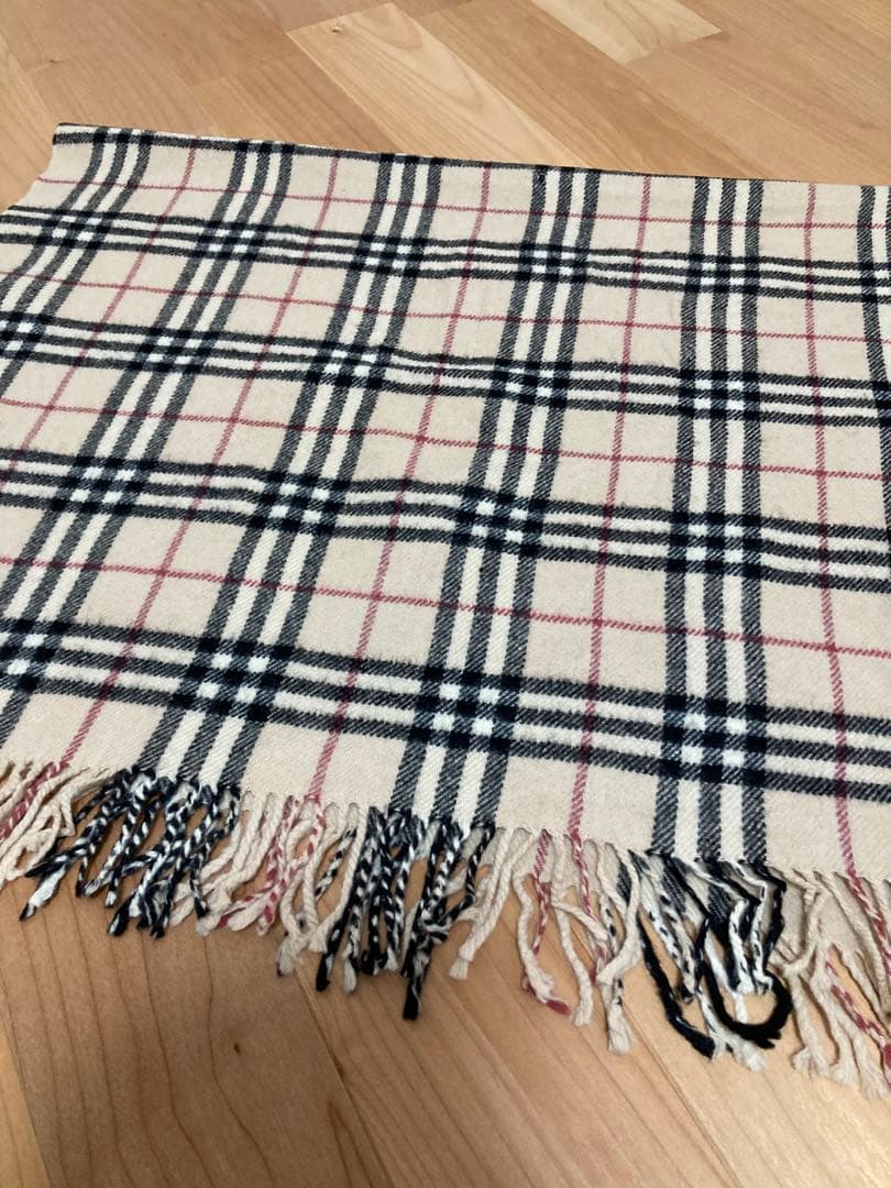 BURBERRY 大判ストール　ノバチェック　ホースロゴ　ベージュ　ウールマーク