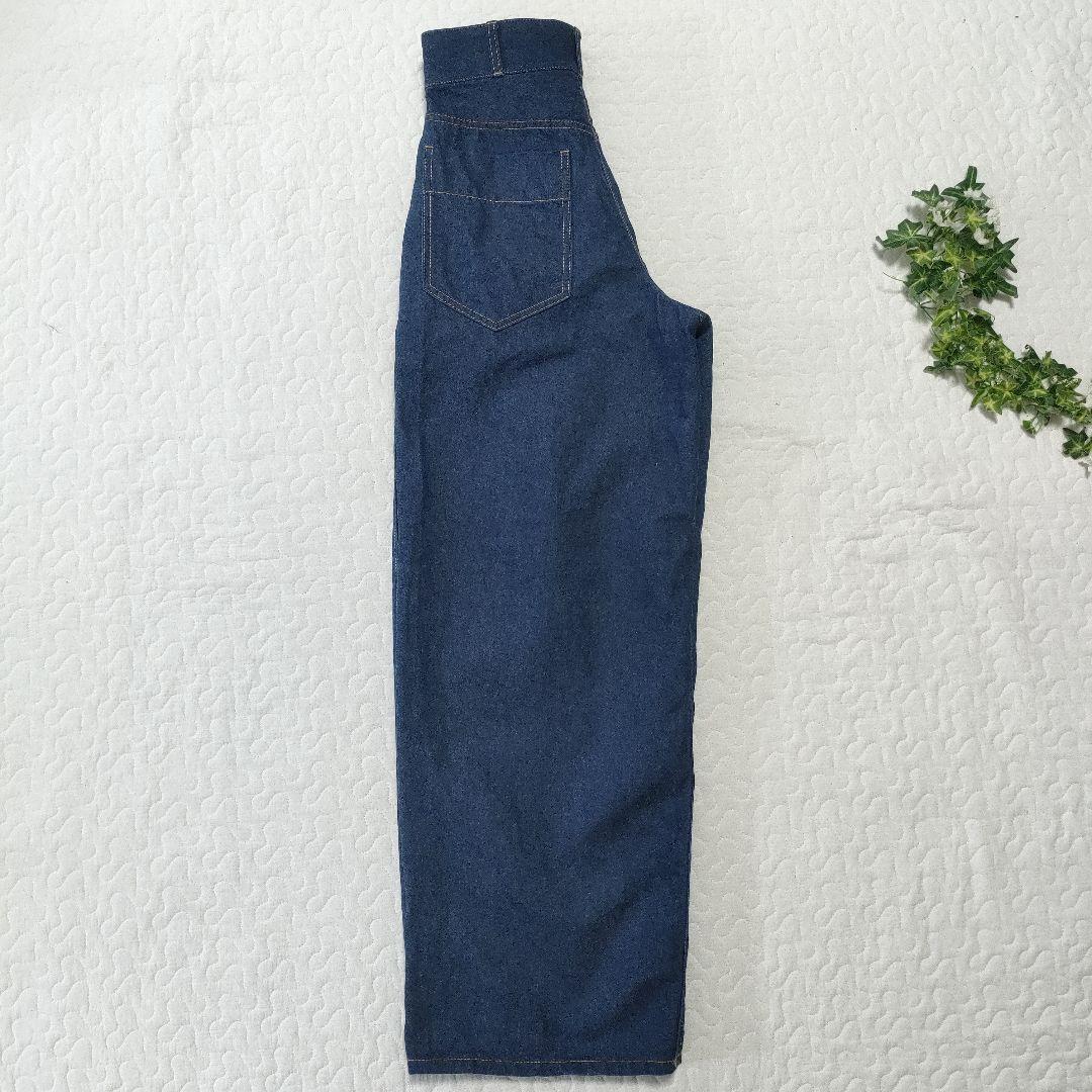 美品✨THE RERACS　ハイウエストタックワイドパンツ　インディゴ　38