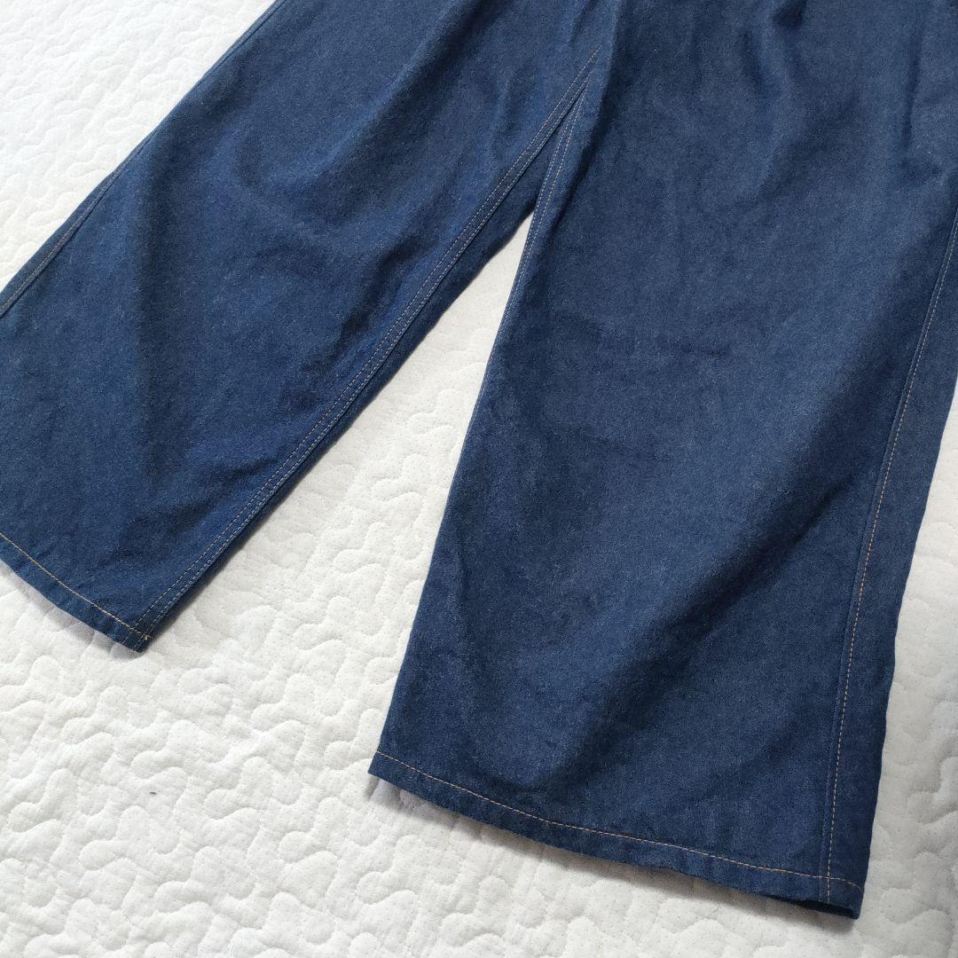 美品✨THE RERACS　ハイウエストタックワイドパンツ　インディゴ　38