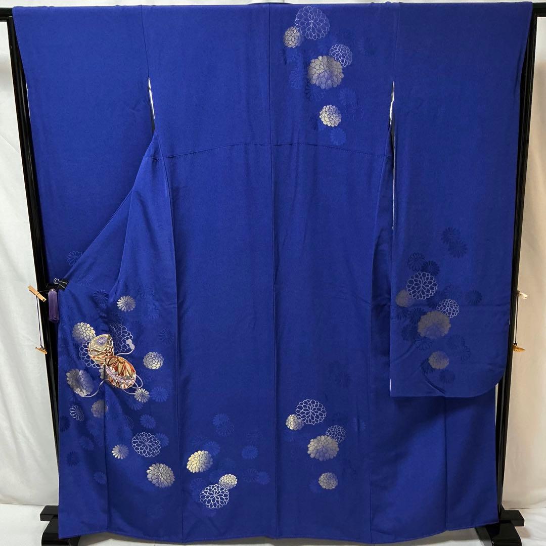 b760 正絹　振袖　手毬　金駒刺繍　金銀糸　着物