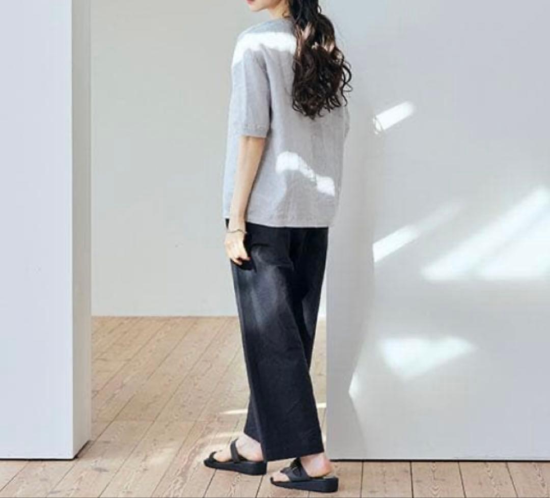 （年度末SALE］麻布Tシャツ　薄墨