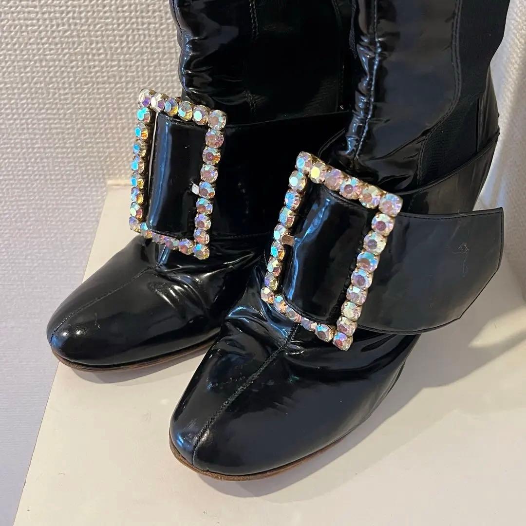 Dolce&Gabbana ドルガバ 大粒スワロ ミドルブーツ