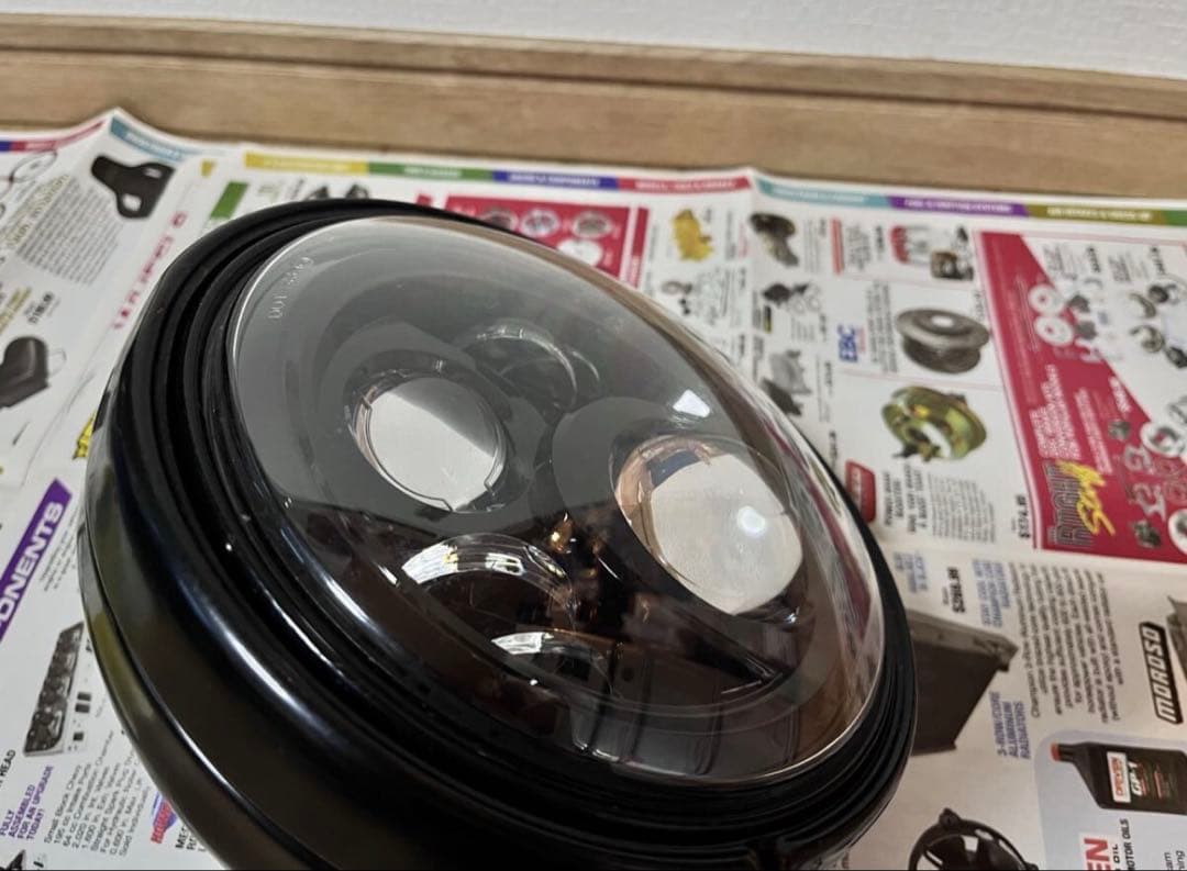 LED 丸型ヘッドライト 黒●DICATIドゥカティモンスター　ケース付き●