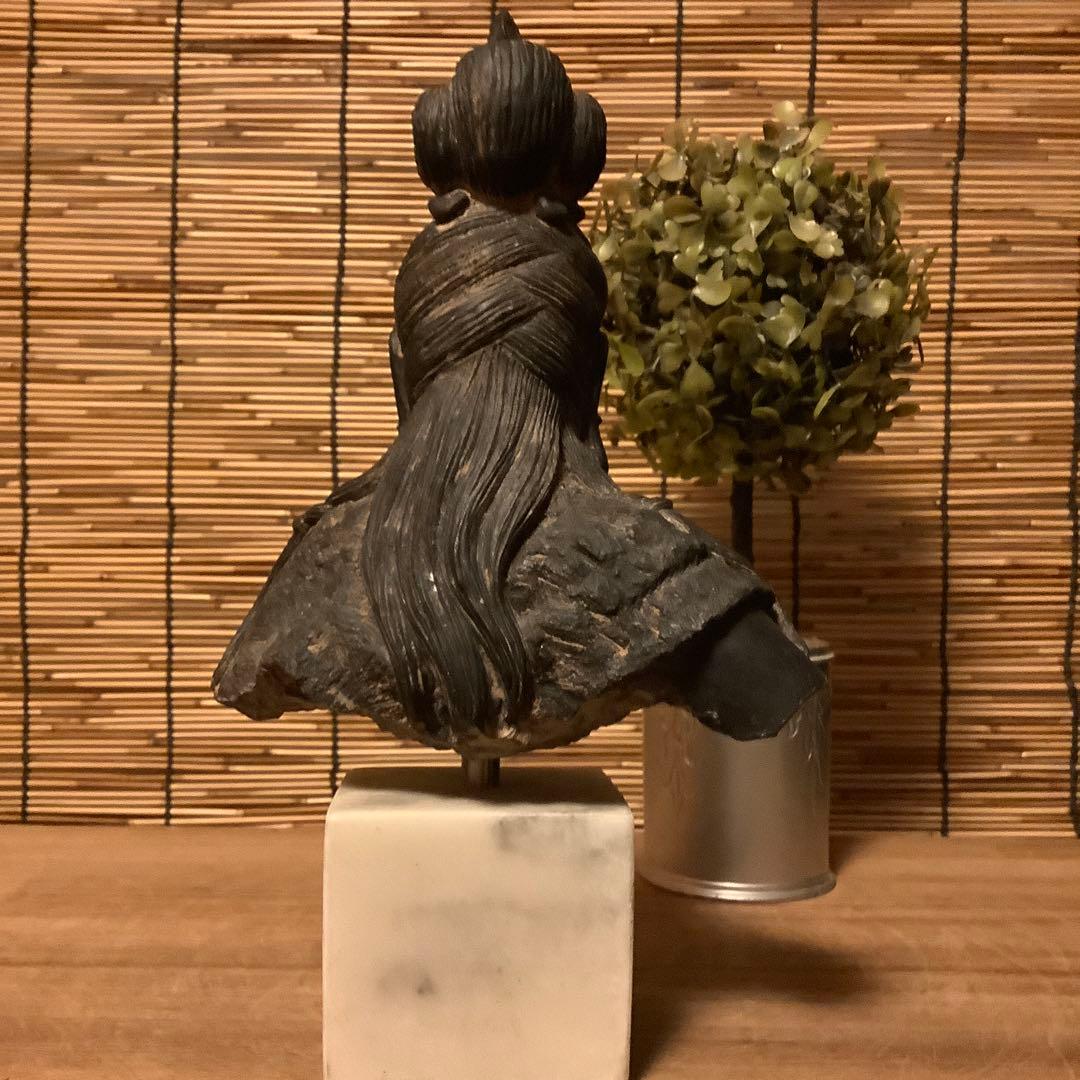 古玩・石像「観音菩薩胸像」仏教美術・観音経・般若心経・功徳・石彫り