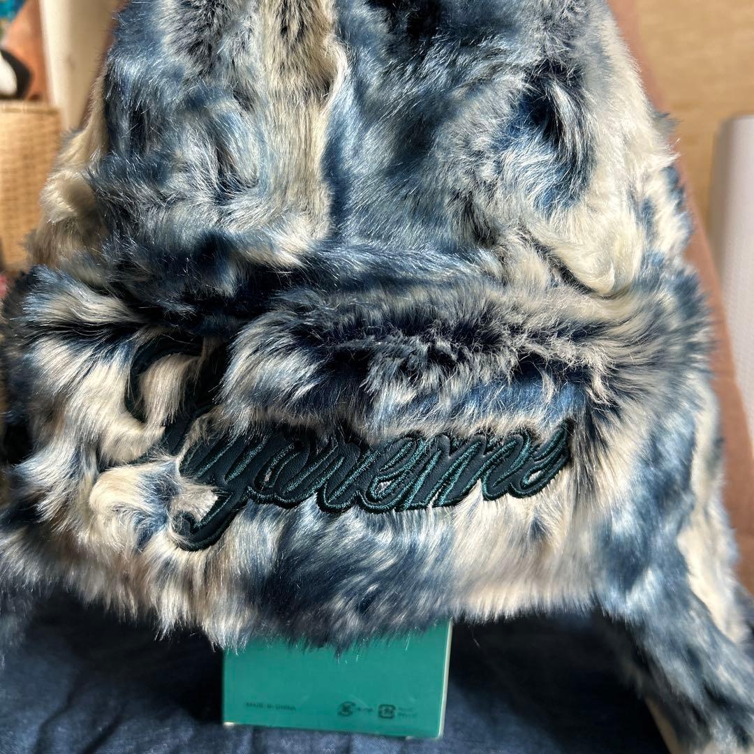 Supreme フライトキャップ グレーと青のファー