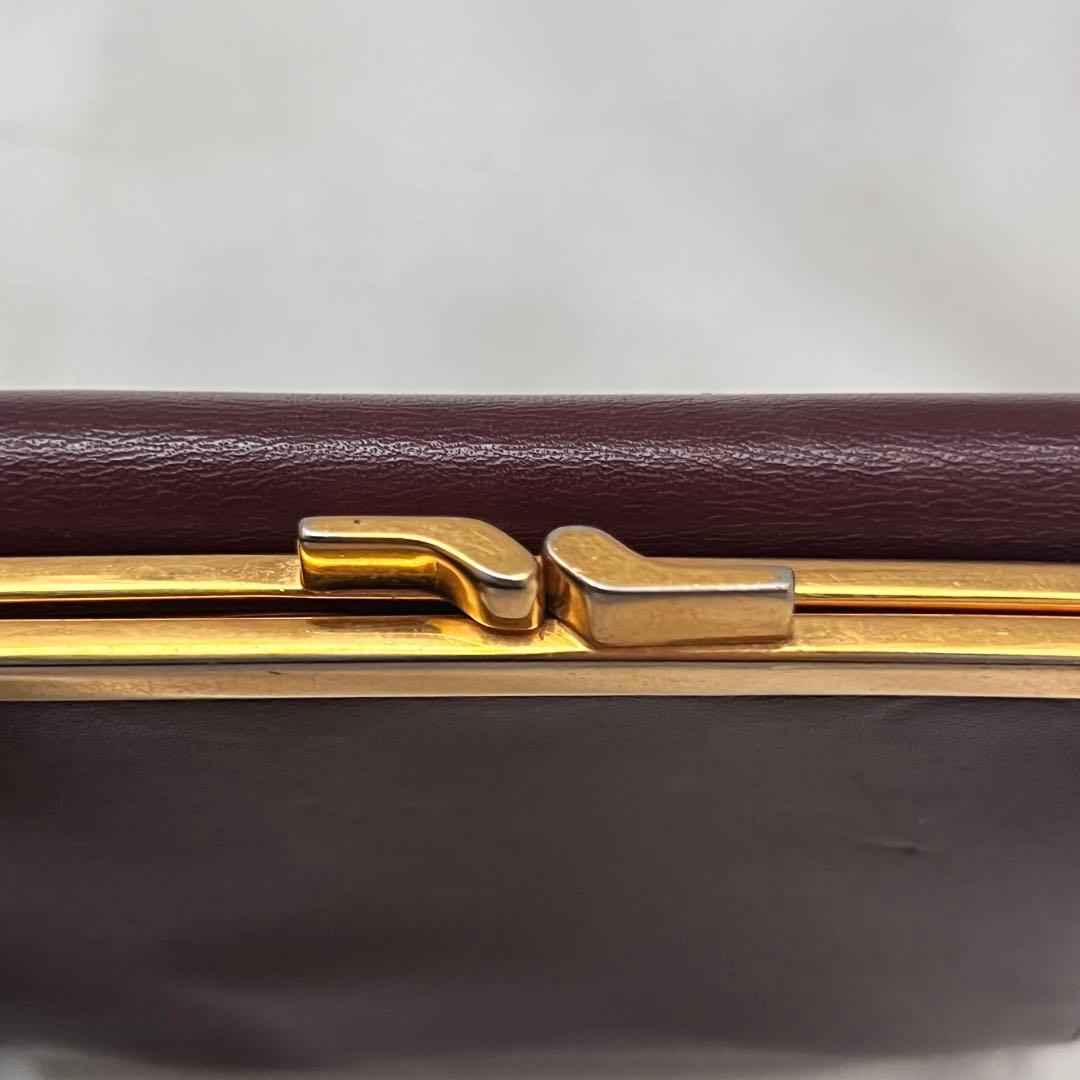 ◇美品◇カルティエ　マストライン　コンパクト財布　がま口　ボルドー×ゴールド