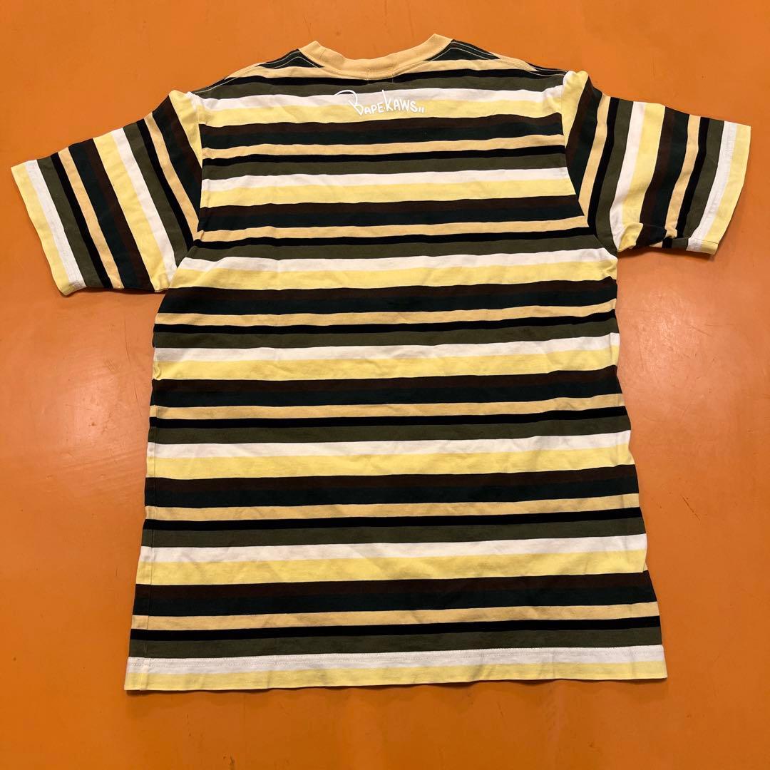 アベイシングエイプ　 bape kaws コラボ　Tシャツ　ボーダー　M