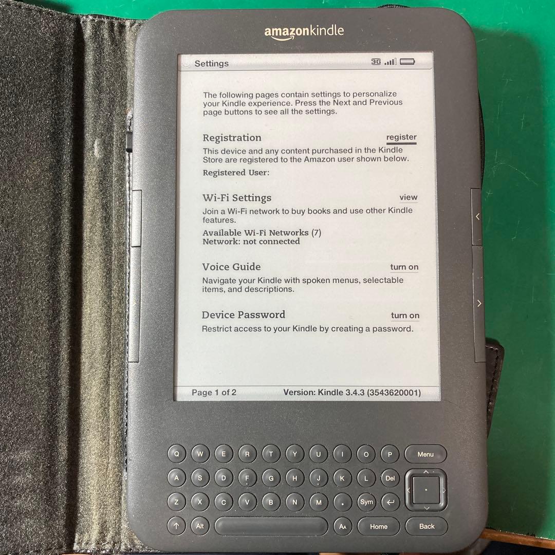 Kindle 電子書籍リーダー 第3世代 3G+Wifi 純正カバー付き