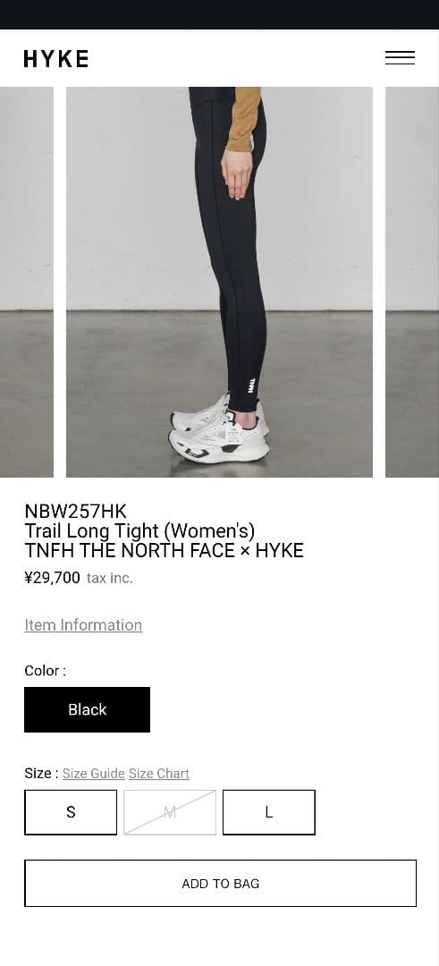 HYKE TNFH ブラックタイツ