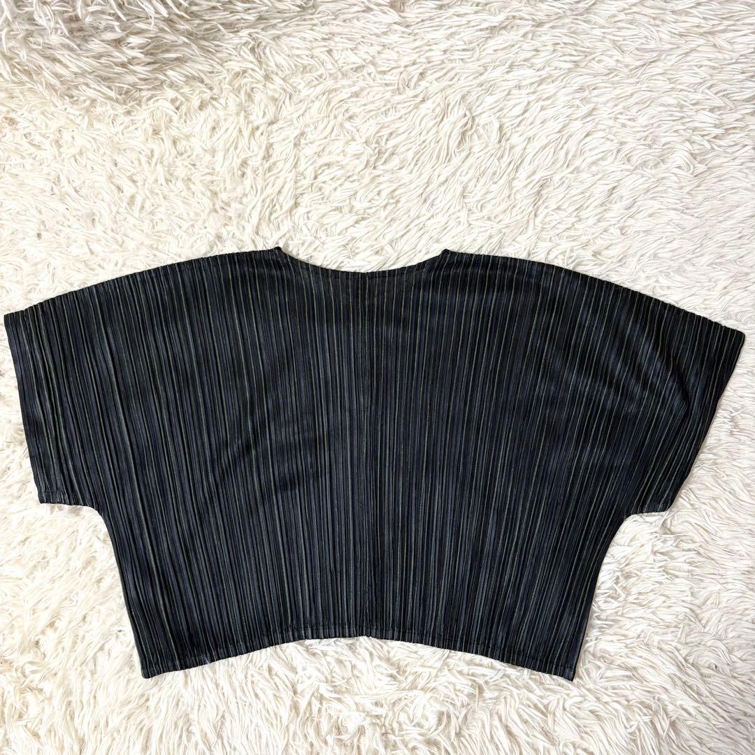 ✨美品✨ プリーツプリーズ　イッセイミヤケ　プリーツ半袖カーディガン　ストレッチ