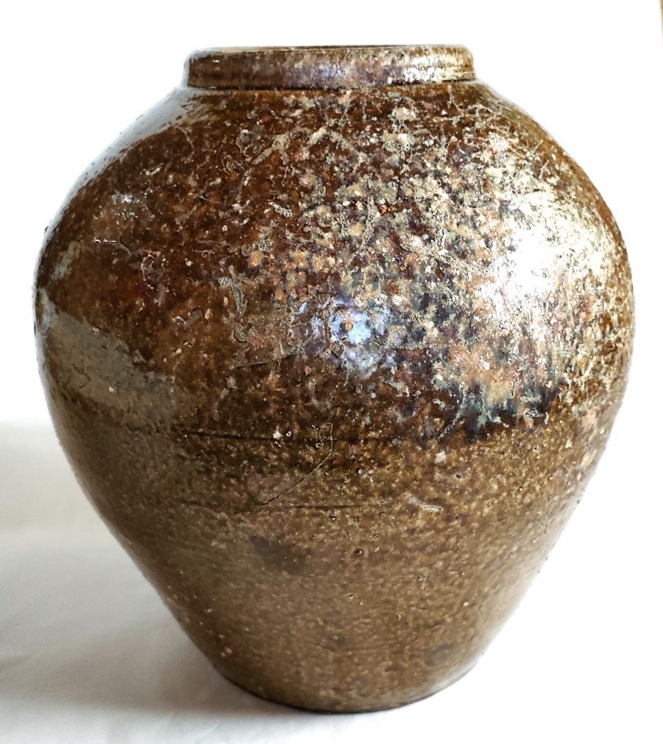 陶器 壺 飴色 骨董 Ag-230