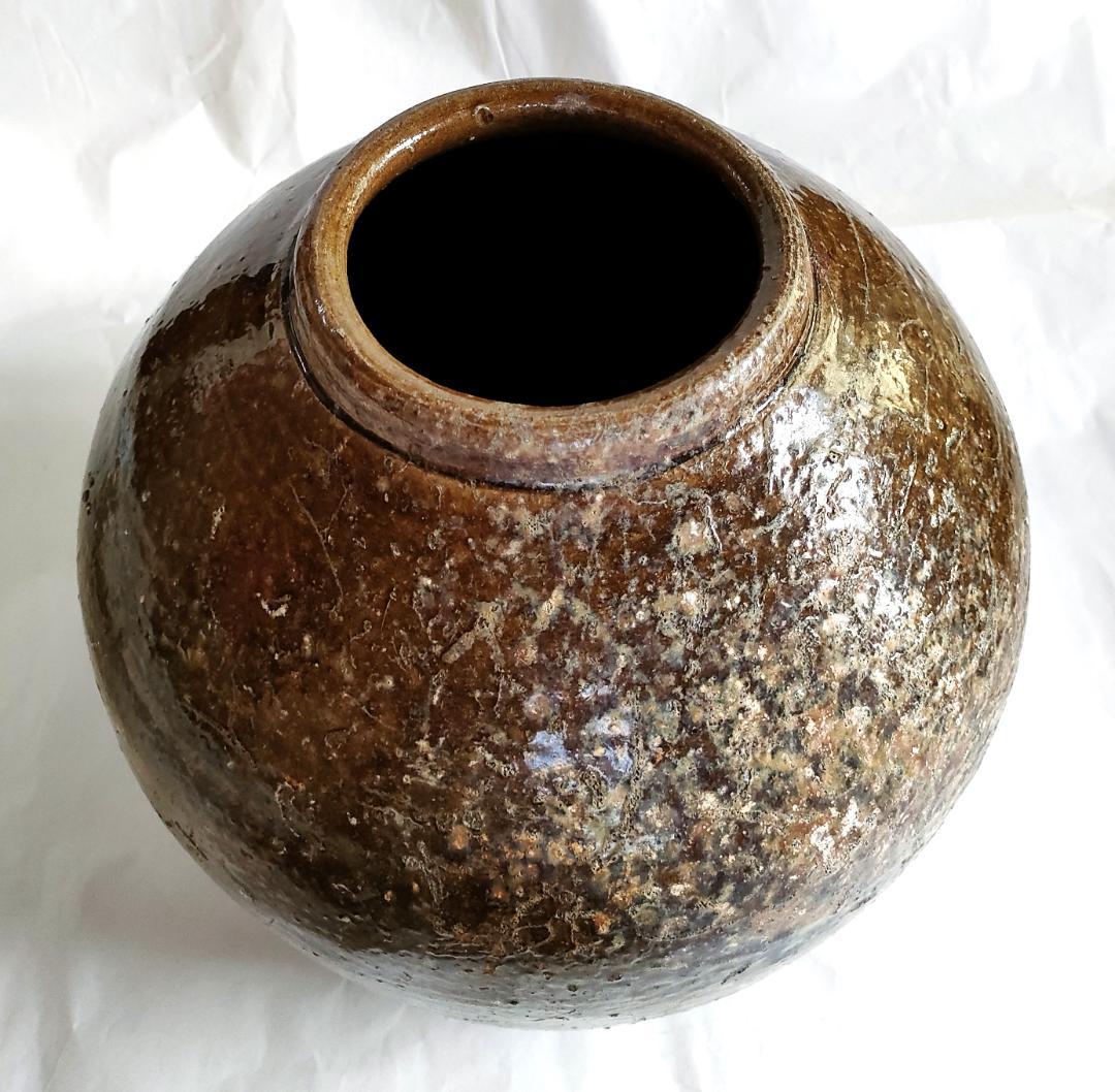 陶器 壺 飴色 骨董 Ag-230
