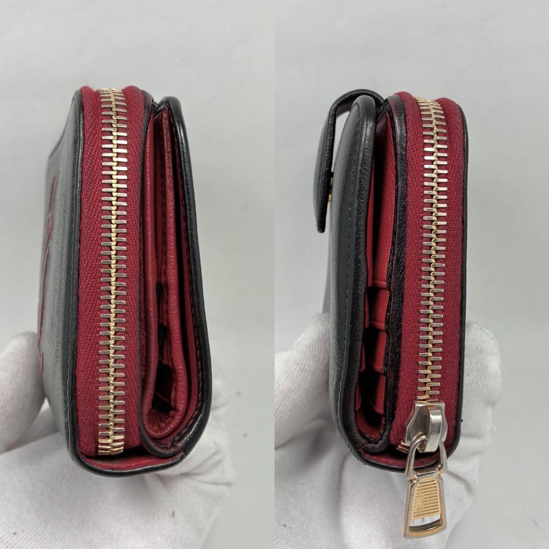 【美品】イヴ・サンローラン　折り財布　レザー　YSL ステッチ　ロゴ　希少