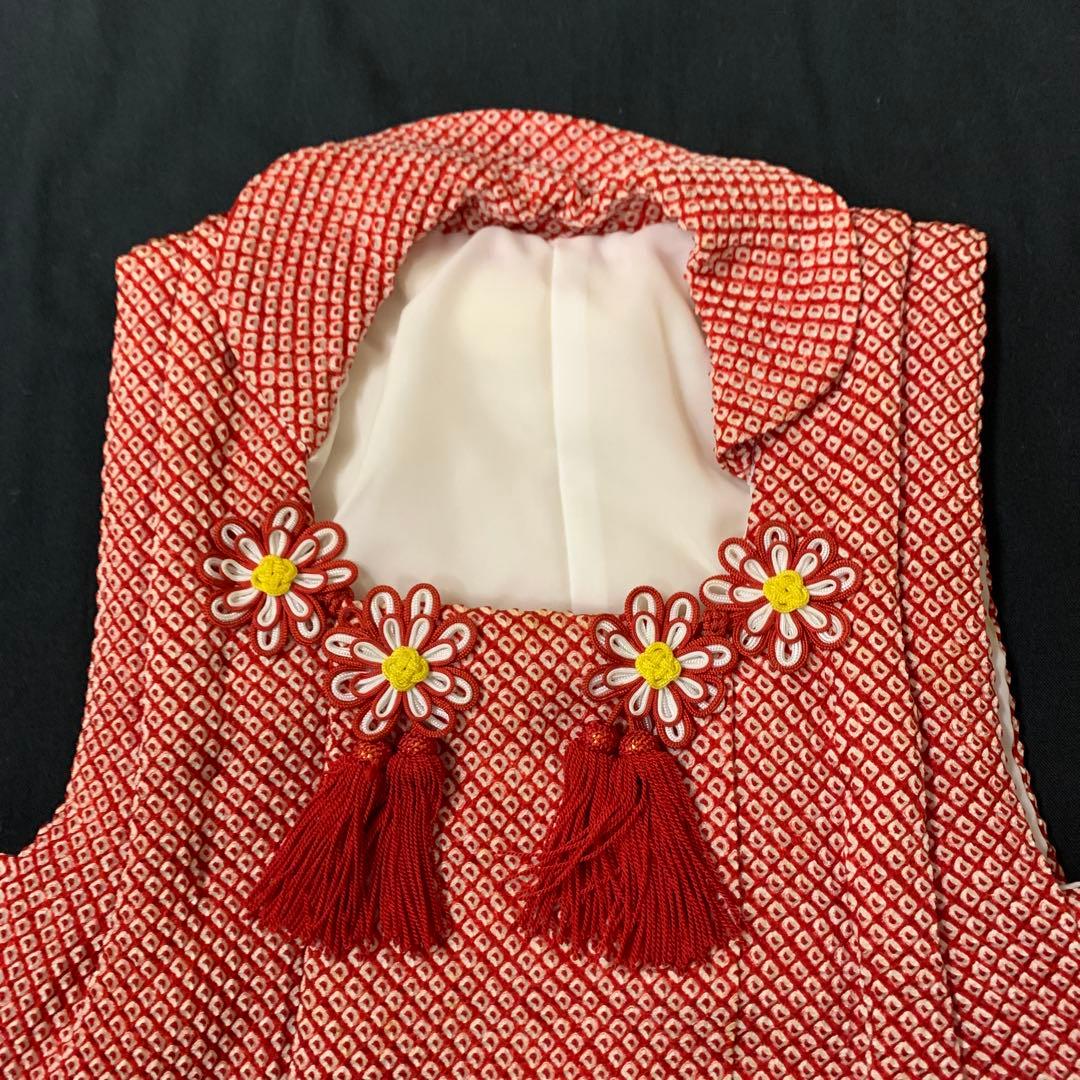 新品　正絹　三歳用　被布単品　 総絞り赤地　日本製