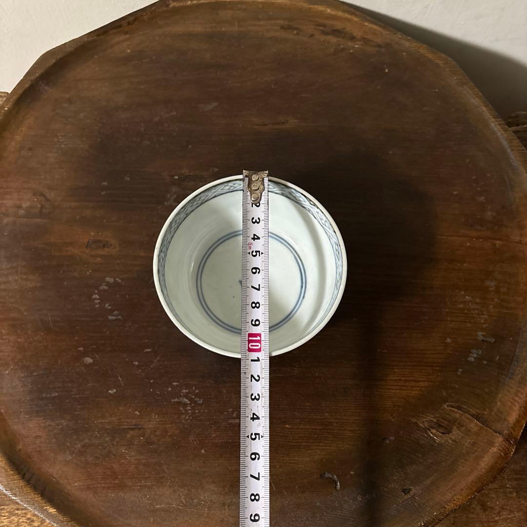 古伊万里　染付雪輪紋の図　蓋茶碗　④検:柳宗悦　民藝　青山二郎　白洲正子　李朝