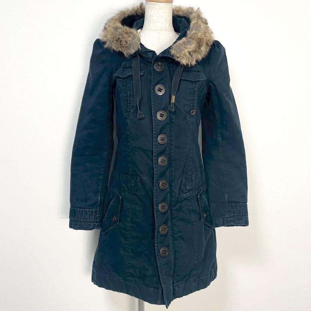 y2k❤️ 00s DIESEL ファー フード デカボタン モッズコート