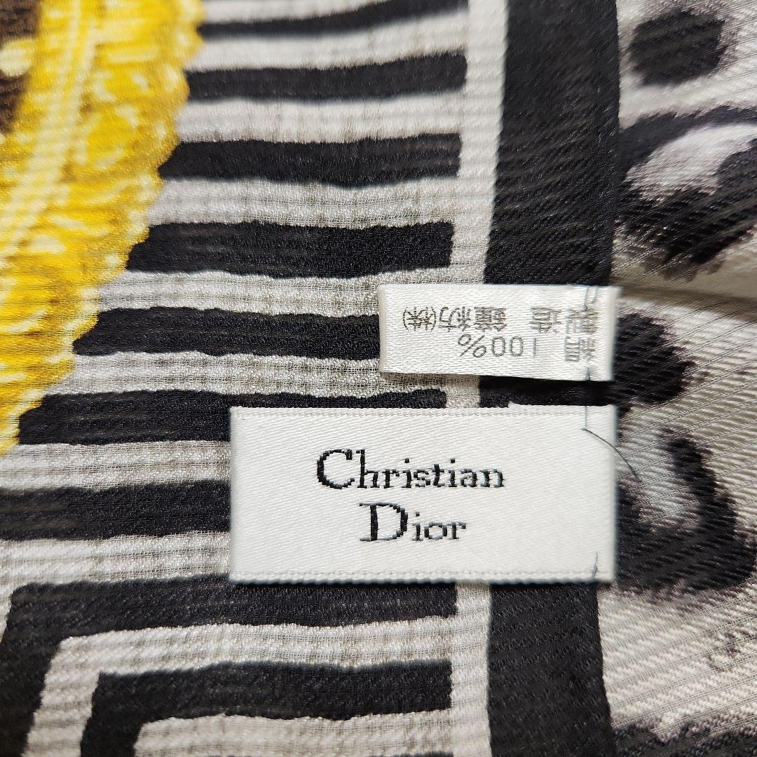 Christian Dior シルクスカーフ 大判106×103 レオパード柄