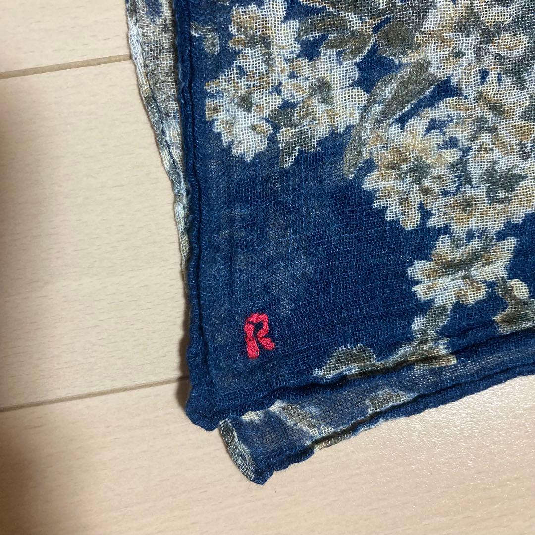 45rpm ビンテージ 藍染 花柄ネイビー ストール ガーゼ
