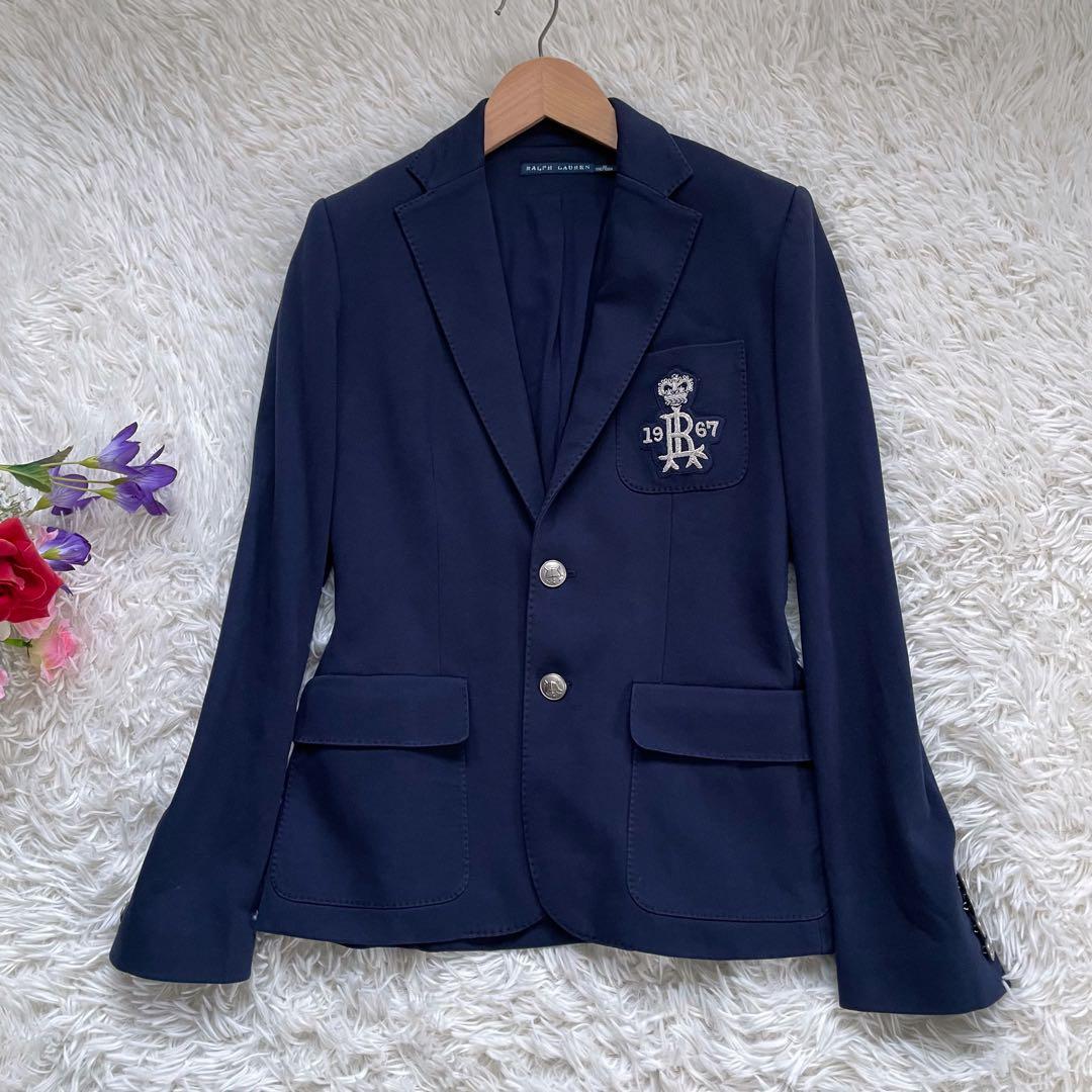 RALPH LAURENラルフローレン 紺ブレ銀ボタンエンブレムワッペン刺繍