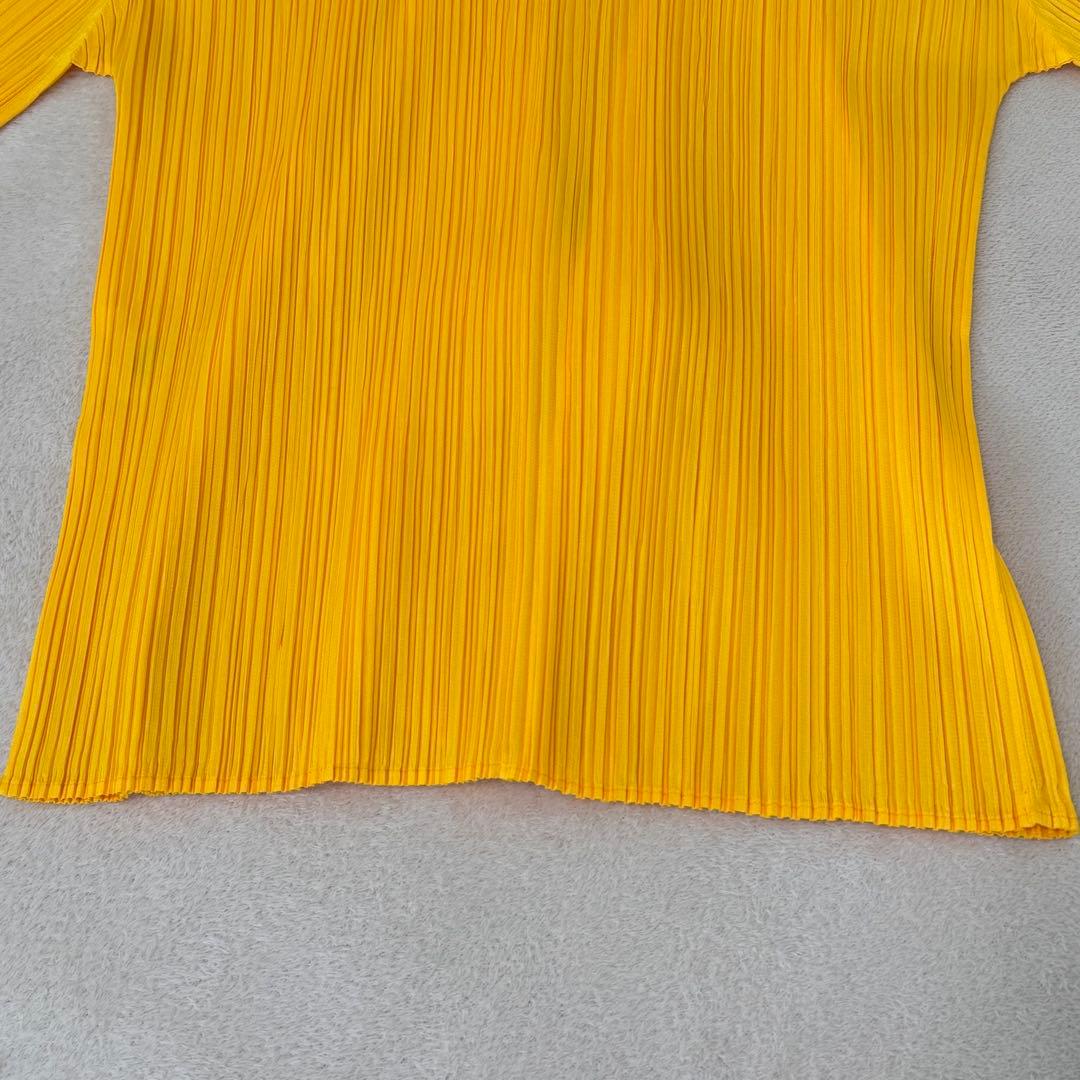 極美品✨PLEATS PLEASE プリーツ　ノーカラー　イエロー　長袖