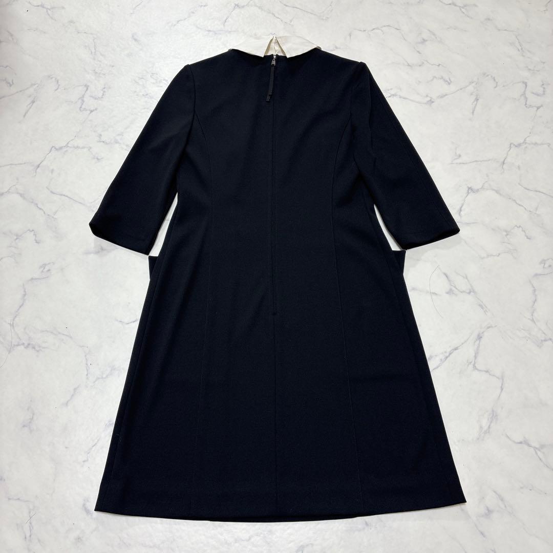 美品 FOXEY NEW YORK 白襟ワンピース ブラック フォーマル 40