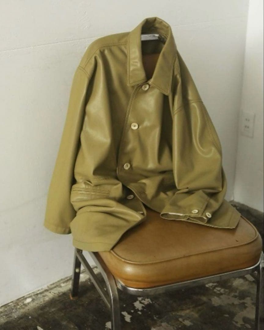 TODAYFUL フェイクレザージャケット　オリーブグリーン