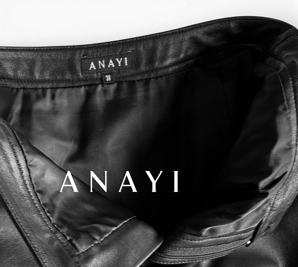 美品アナイ しっとり上質 本革ラムレザー バックシーム立体裁断 ロングスカート黒