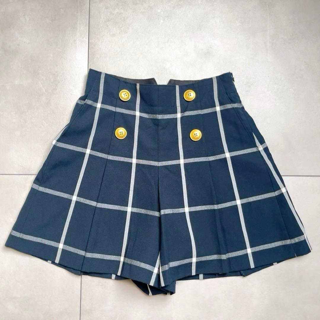 【極美品】ブルーレーベル クレストブリッジ キュロット チェック ロゴ金ボタン