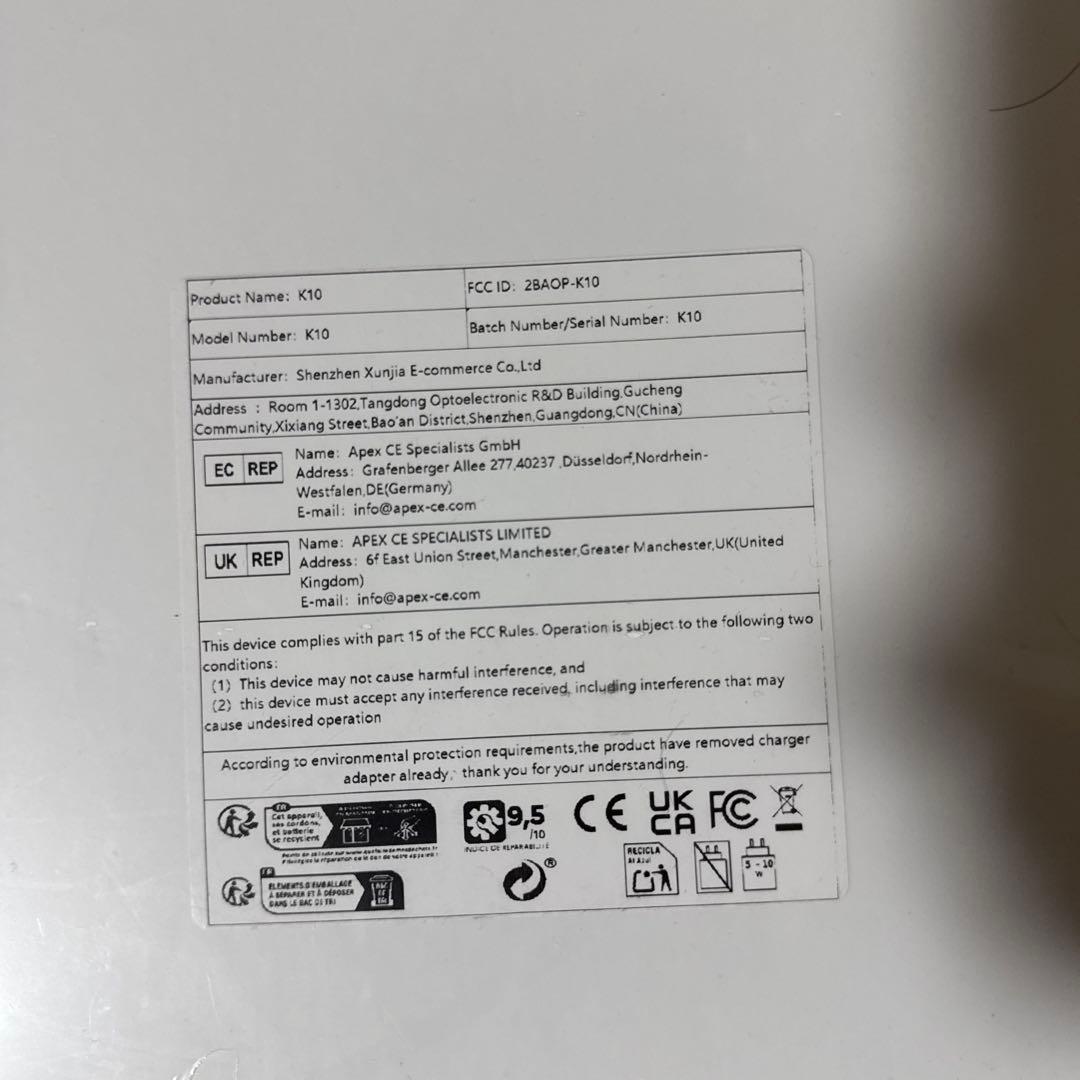 K10 Androidタブレット本体
