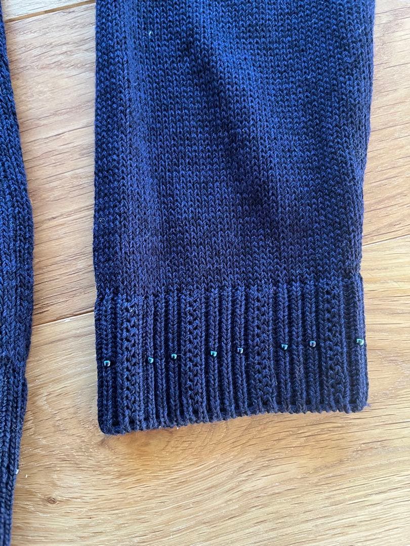 LEONARD 花柄刺繍 ネイビー カーディガン
