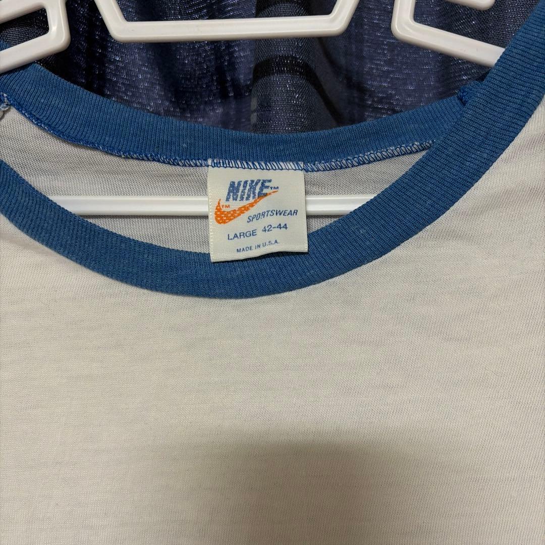 ビンテージ オレンジタグ 70-80s NIKE 水色ベースボールシャツ