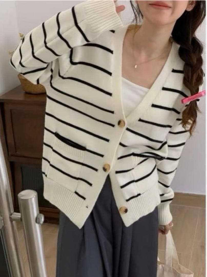 K*様 美品‼️ラルフローレン♡ストライプメリノウールＶネックカーディガン