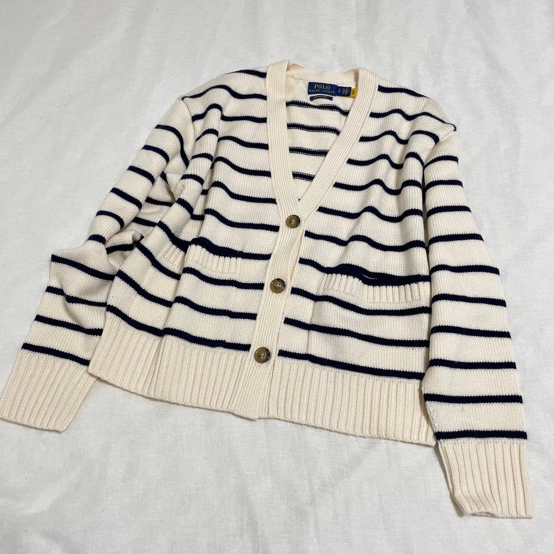 K*様 美品‼️ラルフローレン♡ストライプメリノウールＶネックカーディガン