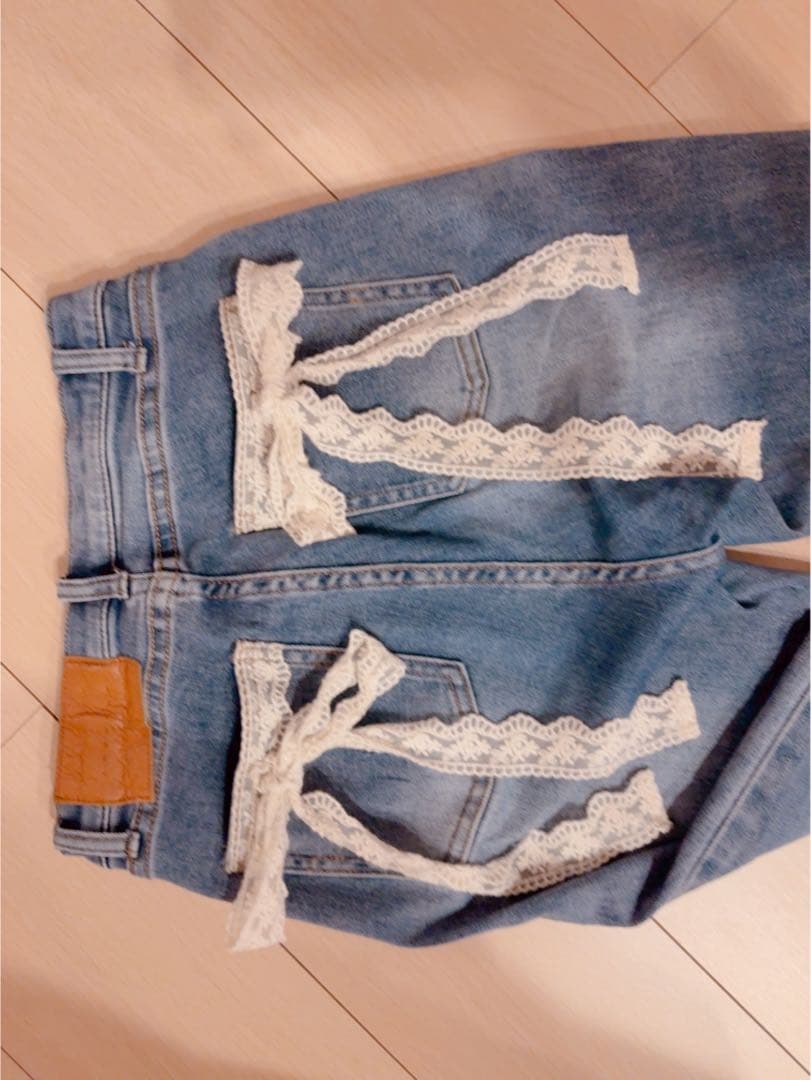 Lacey ribbon denim andmary アンドマリー S