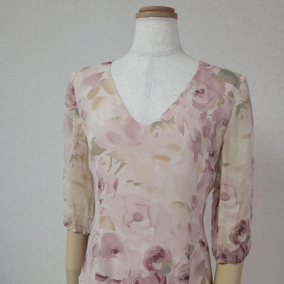 小夏のママ様✴美品 Max Mara 高級シルク 花柄ワンピース 春色 上品