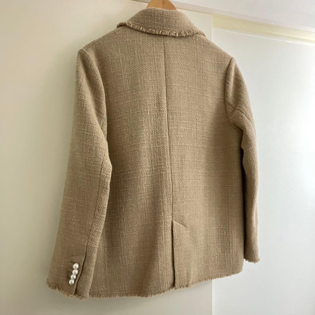 【Spick & Span】ツイード　ダブルブレストジャケット　パール釦　38