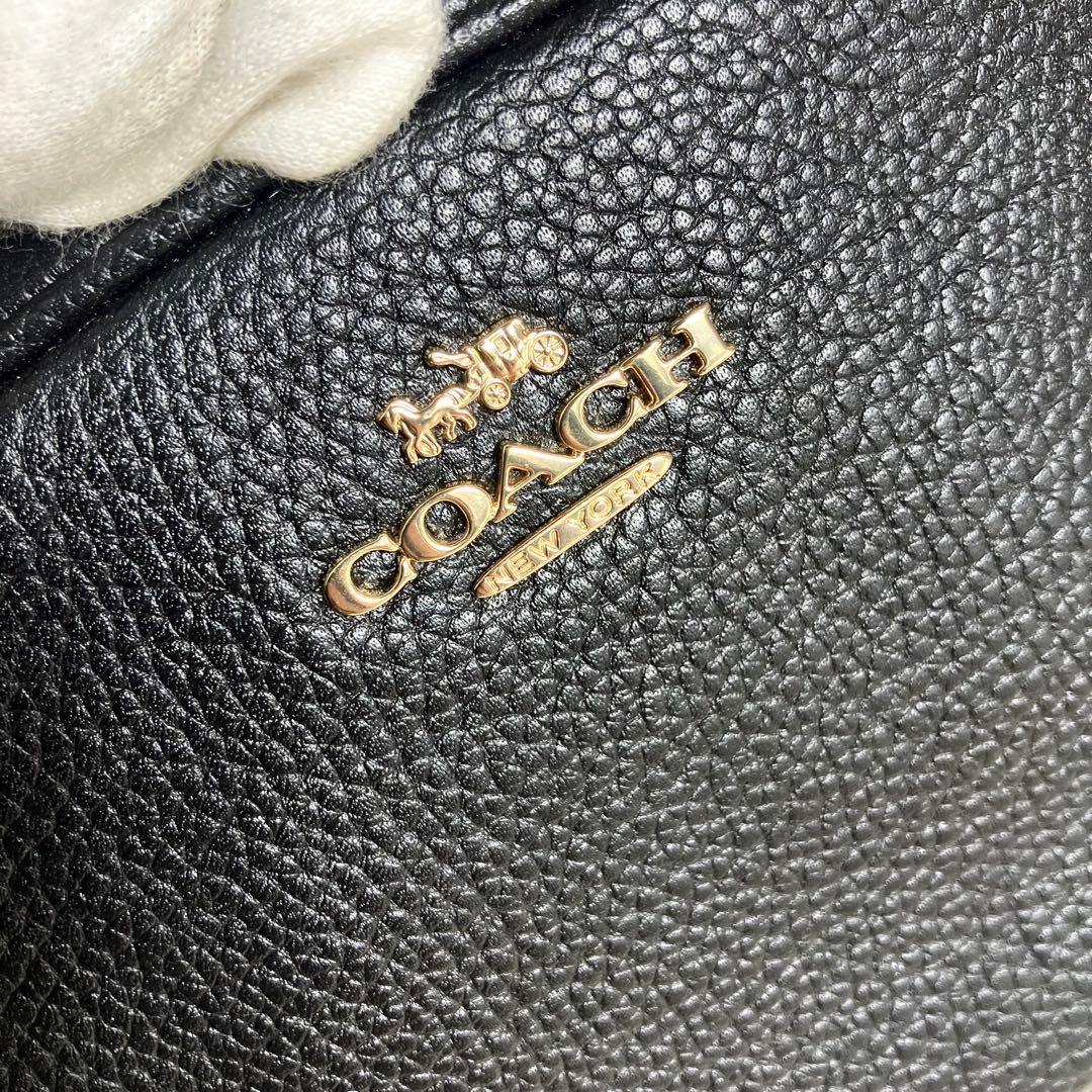 【極美品】COACH ＊ボディバッグ ポーチ レザーブラック ゴールド金具