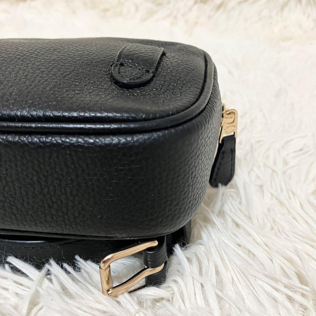 【極美品】COACH ＊ボディバッグ ポーチ レザーブラック ゴールド金具