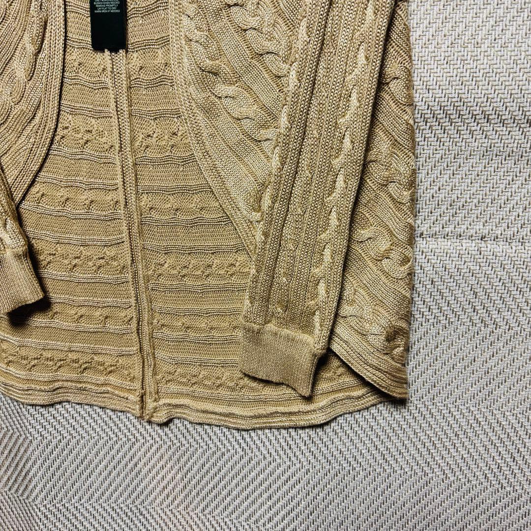 LAUREN ラルフローレン ケーブル編みロングカーディガン Ｌサイズ 美品