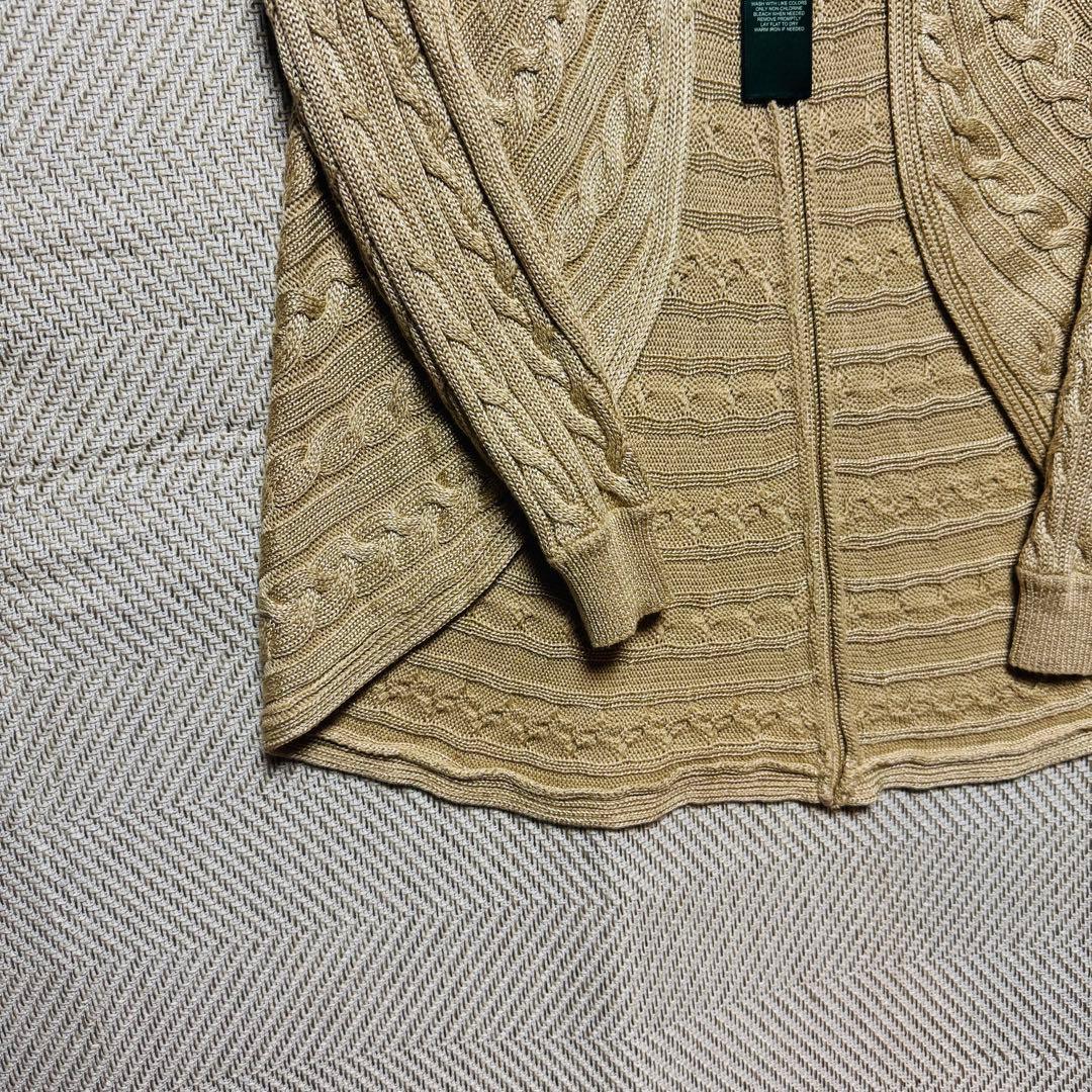 LAUREN ラルフローレン ケーブル編みロングカーディガン Ｌサイズ 美品