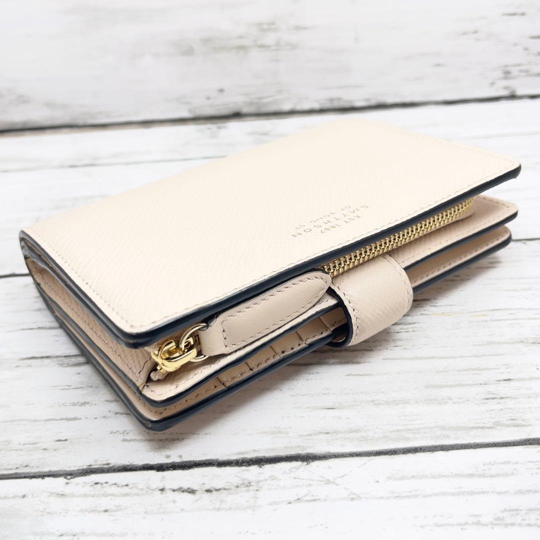 SMYTHSON スマイソン 2つ折り財布 ベージュ レザー