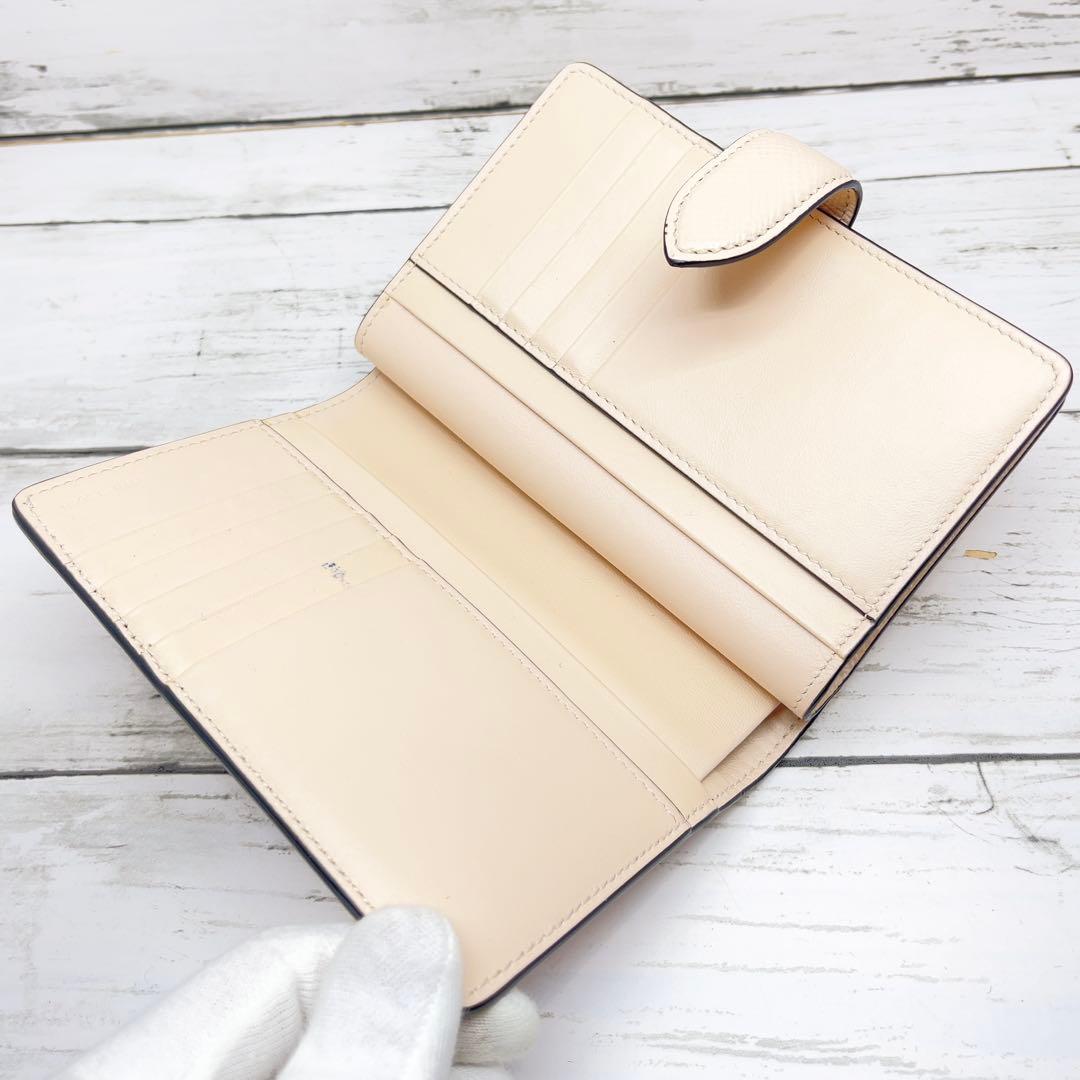 SMYTHSON スマイソン 2つ折り財布 ベージュ レザー