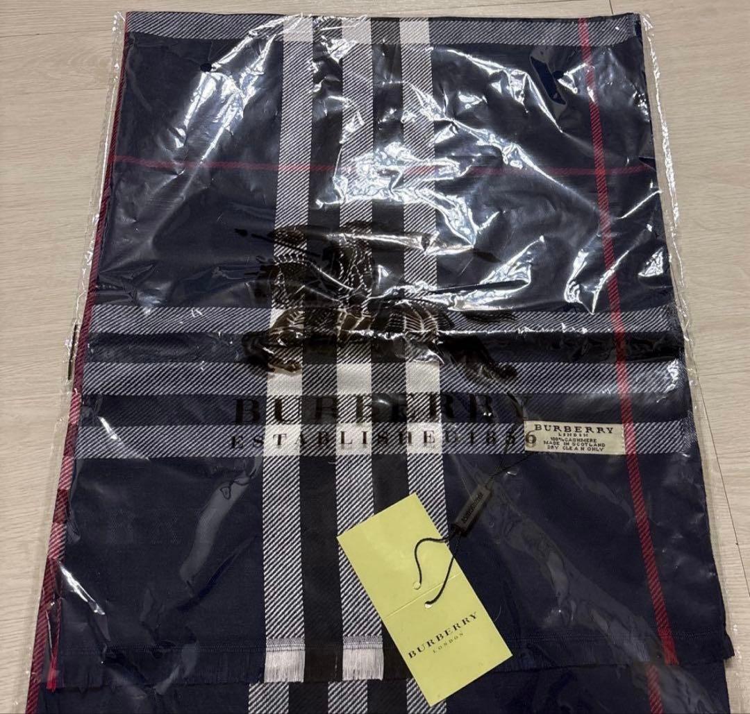 BURBERRY100%シルクカシミヤ マフラー柄185cm×70cm