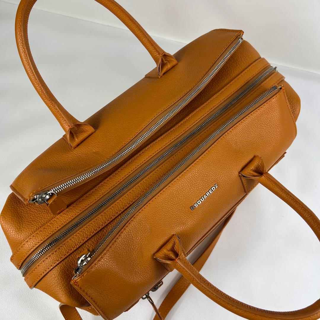DSQUARED2 オレンジ ボストンバッグ ビジネス 2way レザー 3層